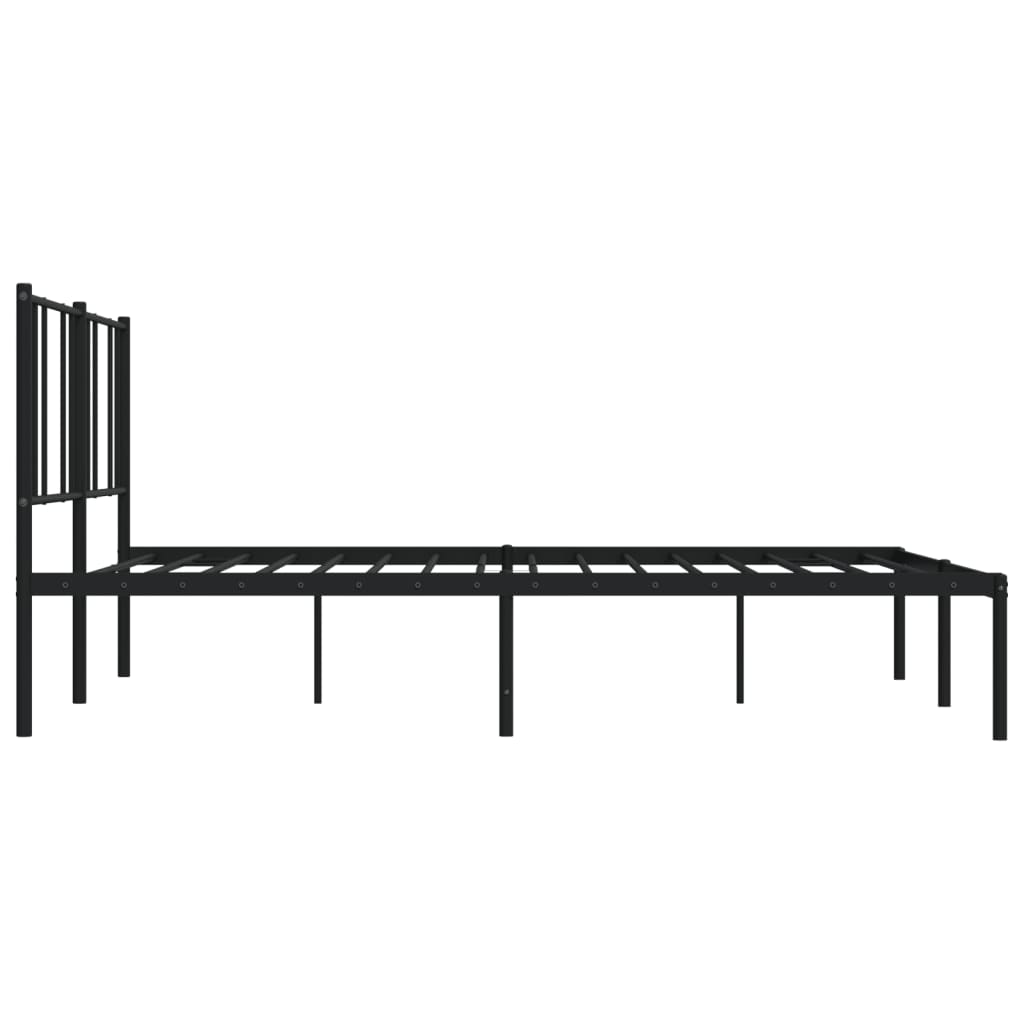 Cadru de pat metalic cu tăblie, negru, 193x203 cm - Lando