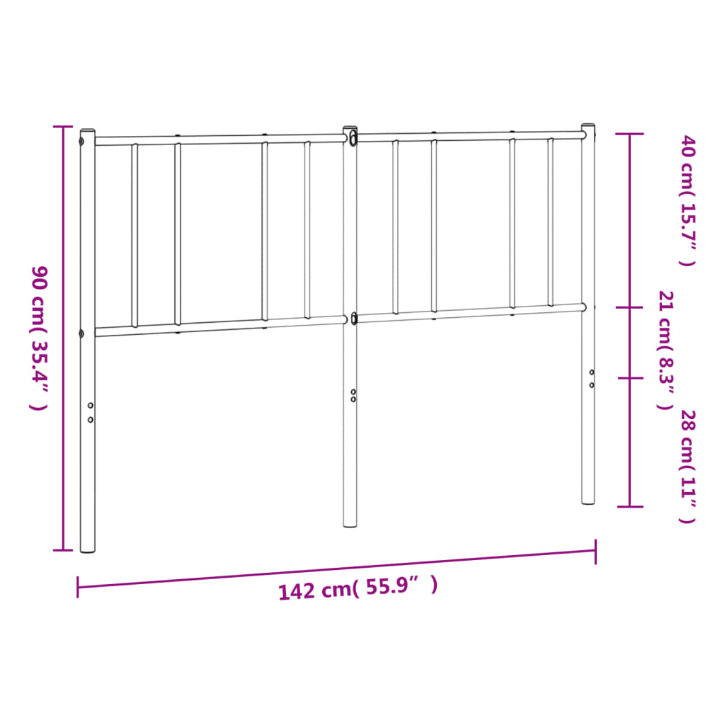 Tăblie de pat metalică, negru, 135 cm - Lando