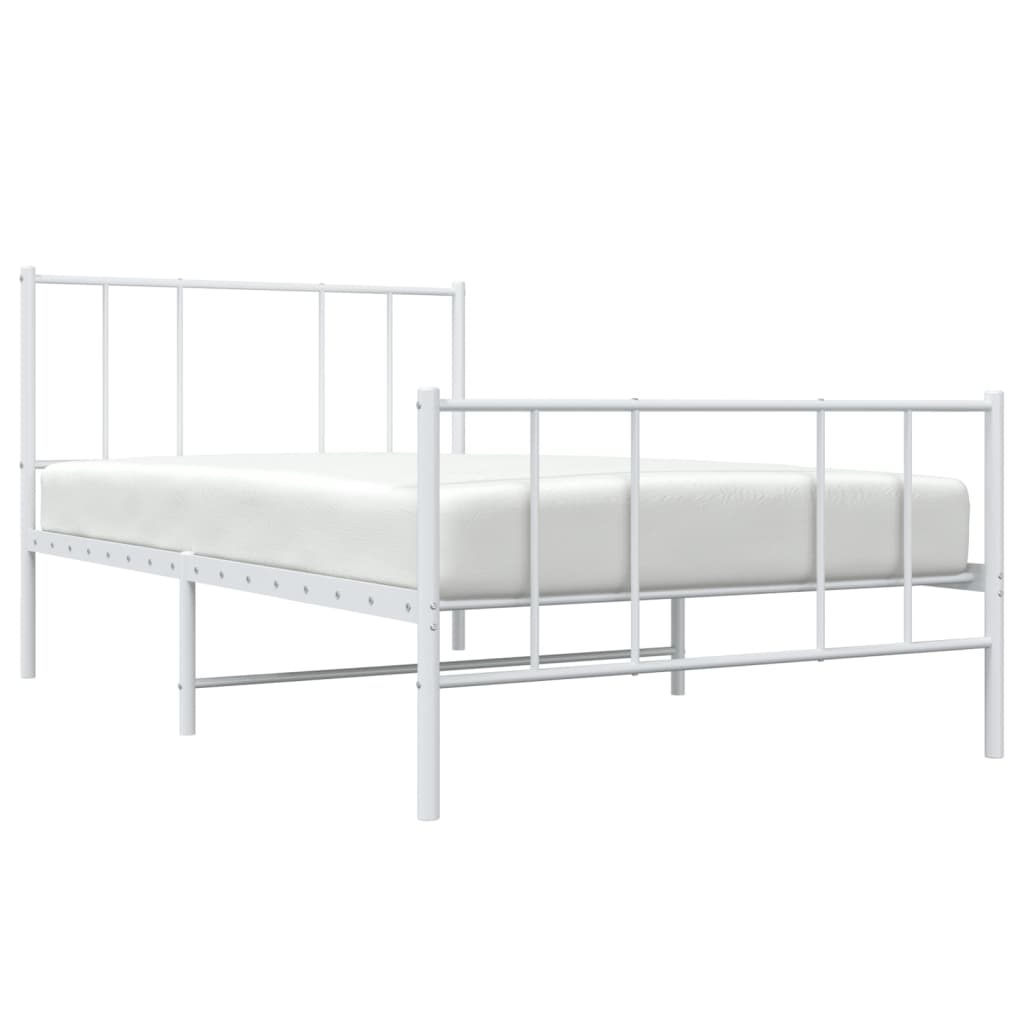 Cadru de pat metalic cu tăblie de cap/picioare, alb, 90x200 cm - Lando