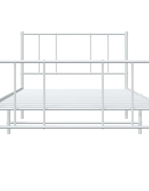 Încărcați imaginea în vizualizatorul Galerie, Cadru de pat metalic cu tăblie de cap/picioare, alb, 100x190 cm - Lando
