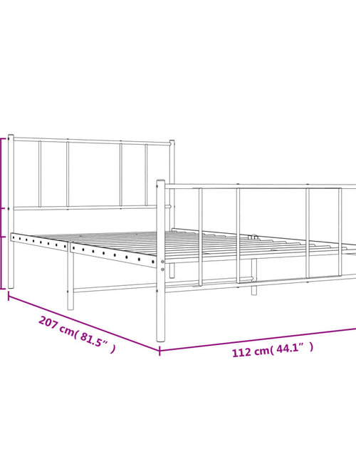 Încărcați imaginea în vizualizatorul Galerie, Cadru de pat metalic cu tăblie de cap/picioare, alb, 107x203 cm - Lando
