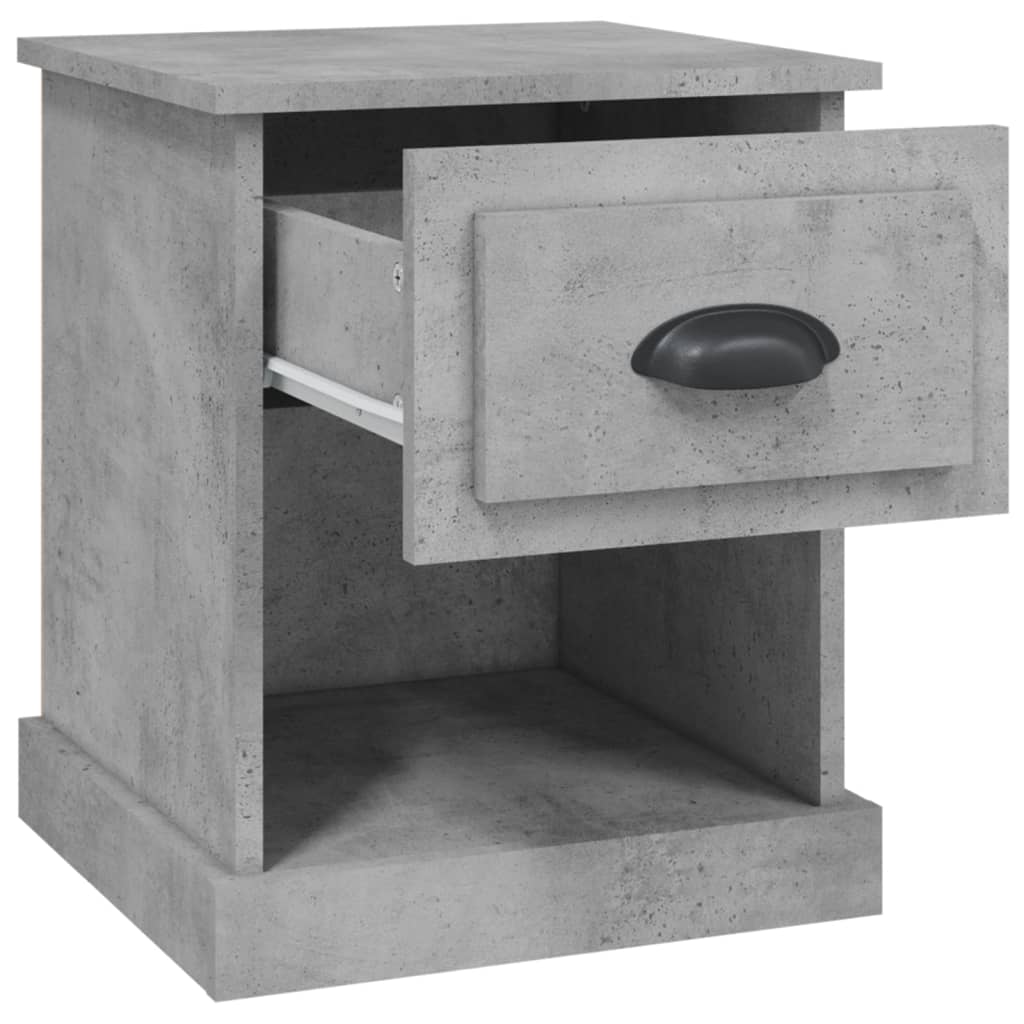 Noptiere, 2 buc, gri beton, 39x39x47,5 cm, lemn prelucrat - Lando
