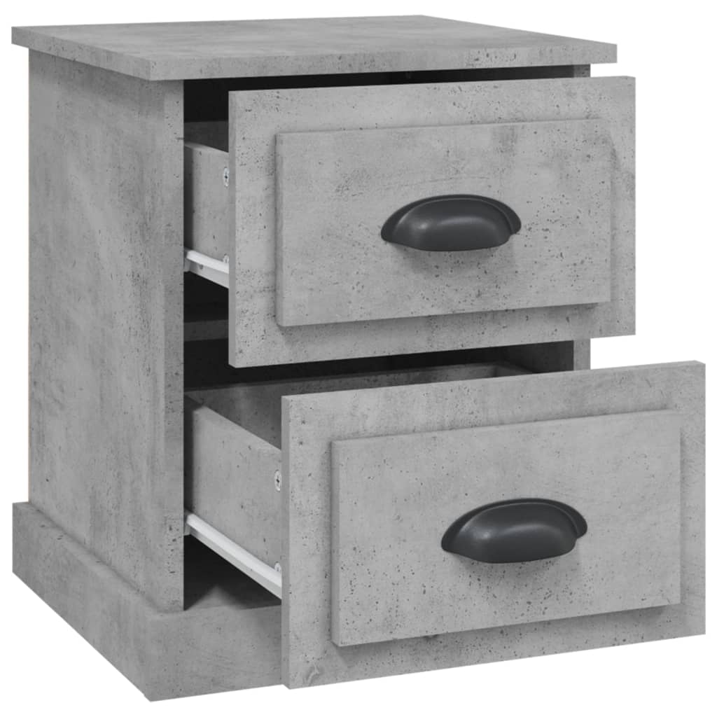Noptiere, 2 buc, gri beton, 39x39x47,5 cm, lemn prelucrat - Lando