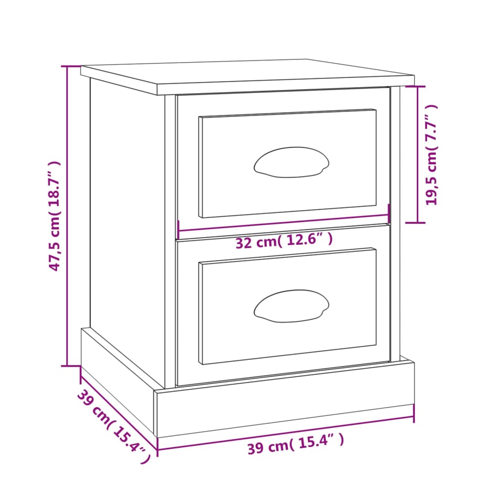 Noptiere, 2 buc., stejar afumat, 39x39x47,5 cm, lemn prelucrat - Lando