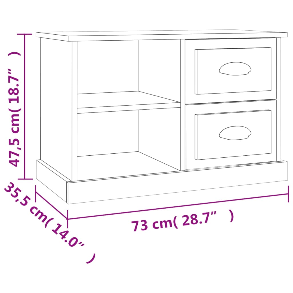 Comodă TV, stejar afumat, 73x35,5x47,5 cm, lemn prelucrat Lando - Lando