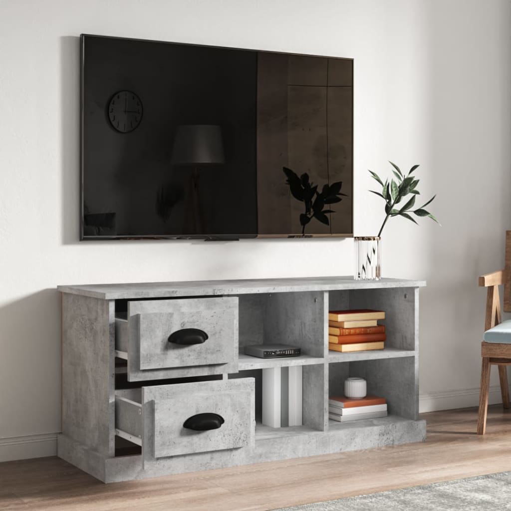 Comodă TV, gri beton, 102x35,5x47,5 cm, lemn prelucrat Lando - Lando