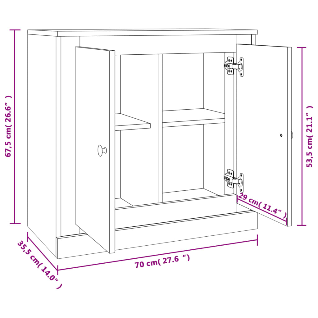 Servantă, gri beton, 70x35,5x67,5 cm, lemn prelucrat - Lando