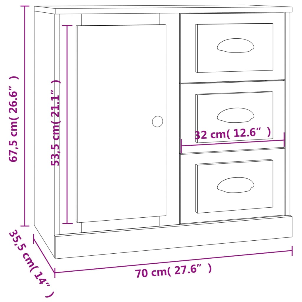 Servantă, gri sonoma, 70x35,5x67,5 cm, lemn prelucrat - Lando