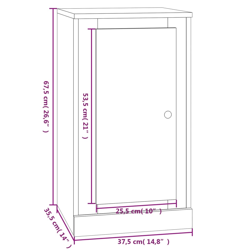 Servantă, alb, 37,5x35,5x67,5 cm, lemn prelucrat Lando - Lando