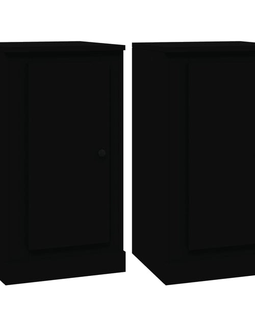 Încărcați imaginea în vizualizatorul Galerie, Servante, 2 buc., negru, 37,5x35,5x67,5 cm, lemn prelucrat - Lando
