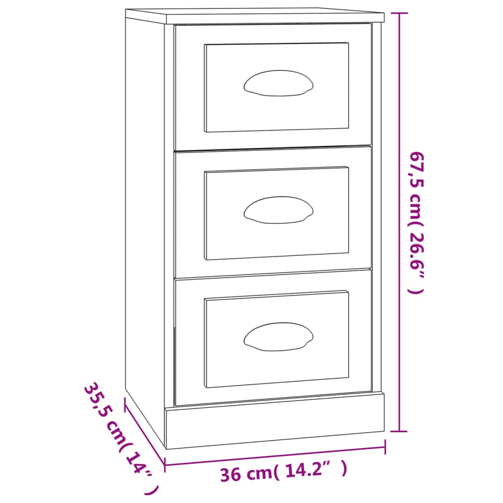 Servantă, gri beton, 36x35,5x67,5 cm, lemn prelucrat Lando - Lando