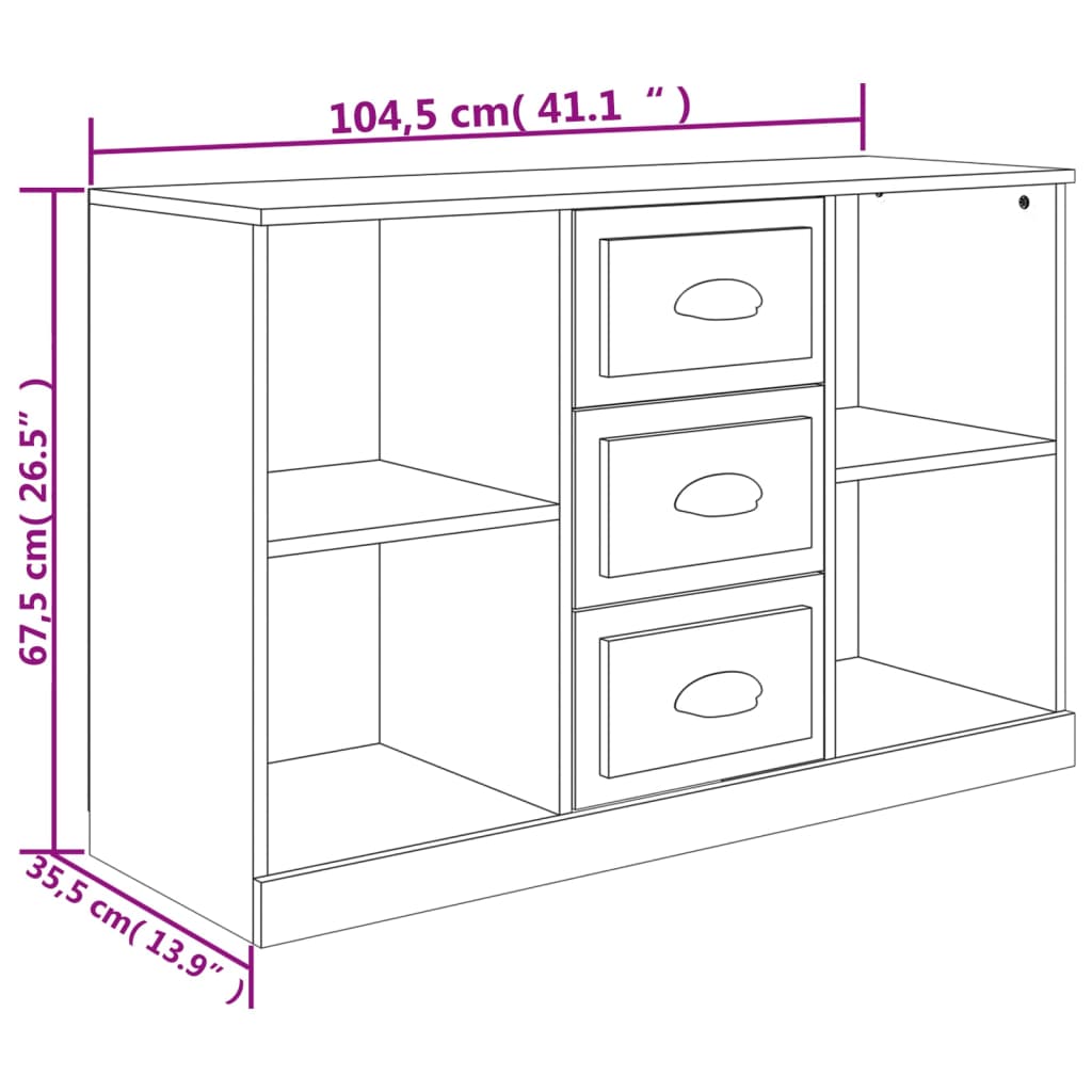 Servantă, negru, 104,5x35,5x67,5 cm, lemn prelucrat Lando - Lando