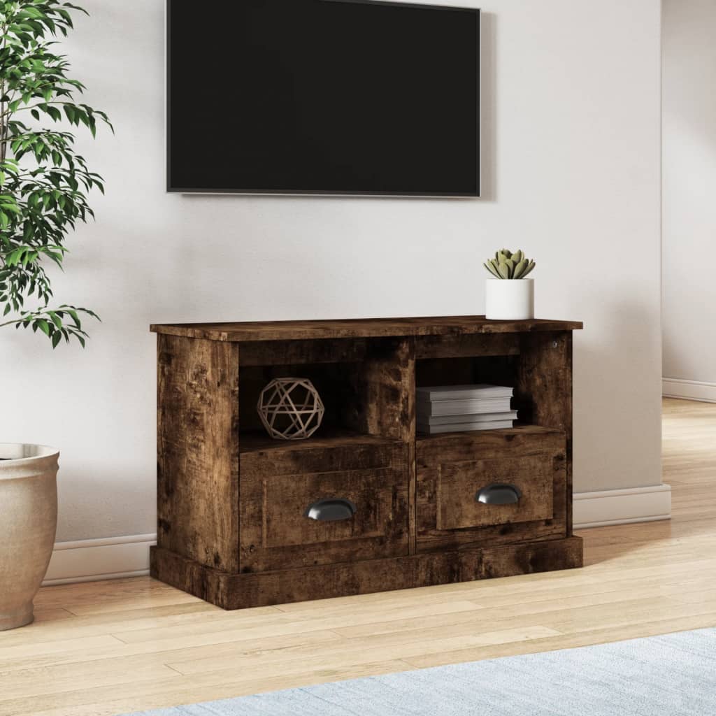 Comodă TV, stejar afumat, 80x35x50 cm, lemn prelucrat Lando - Lando