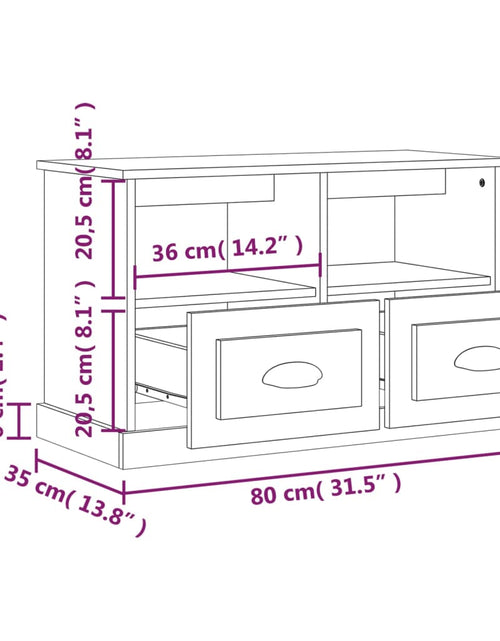 Încărcați imaginea în vizualizatorul Galerie, Comodă TV, stejar maro, 80x35x50 cm, lemn prelucrat Lando - Lando
