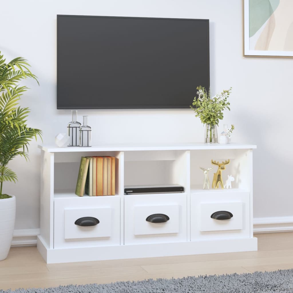 Comodă TV, alb, 100x35x50 cm, lemn prelucrat Lando - Lando