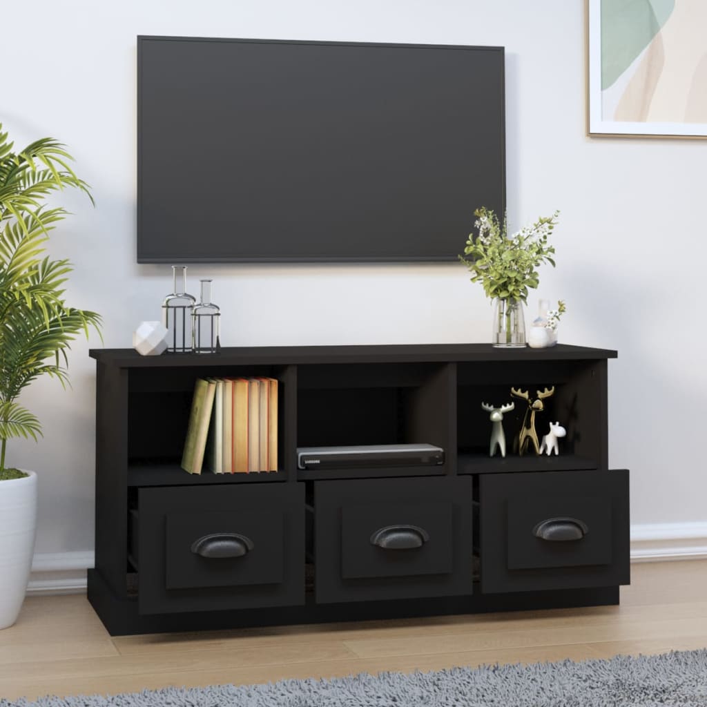 Comodă TV, negru, 100x35x55 cm, lemn prelucrat Lando - Lando