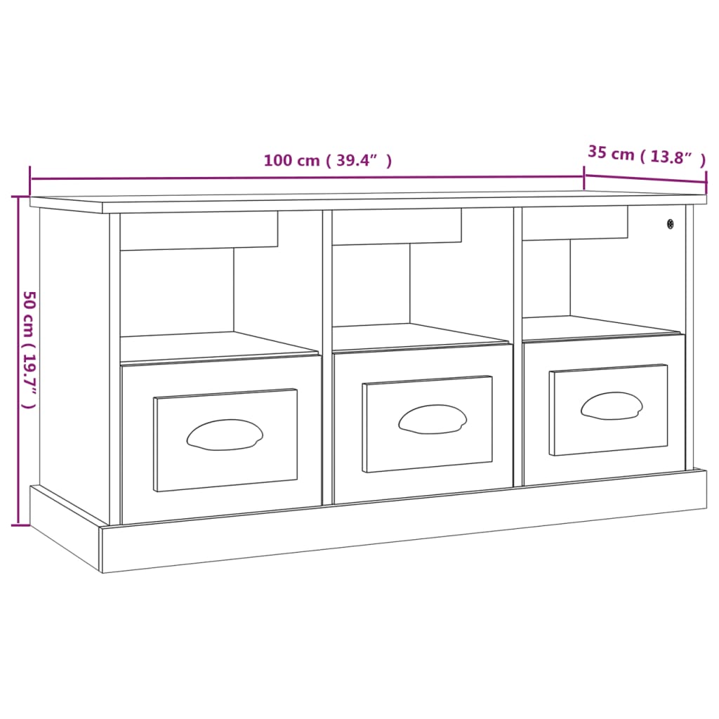 Comodă TV, gri beton, 100x35x50 cm, lemn prelucrat Lando - Lando