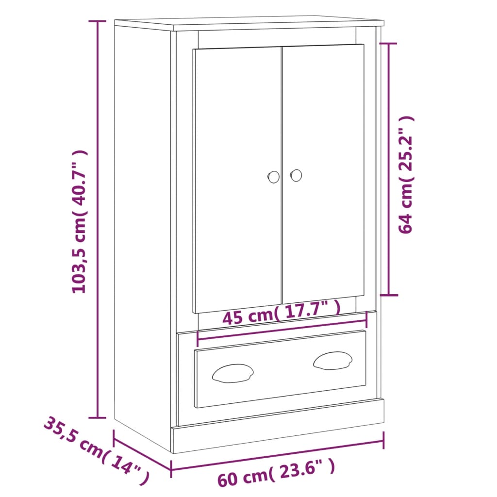 Dulap înalt, alb extralucios, 60x35,5x103,5 cm, lemn prelucrat Lando - Lando