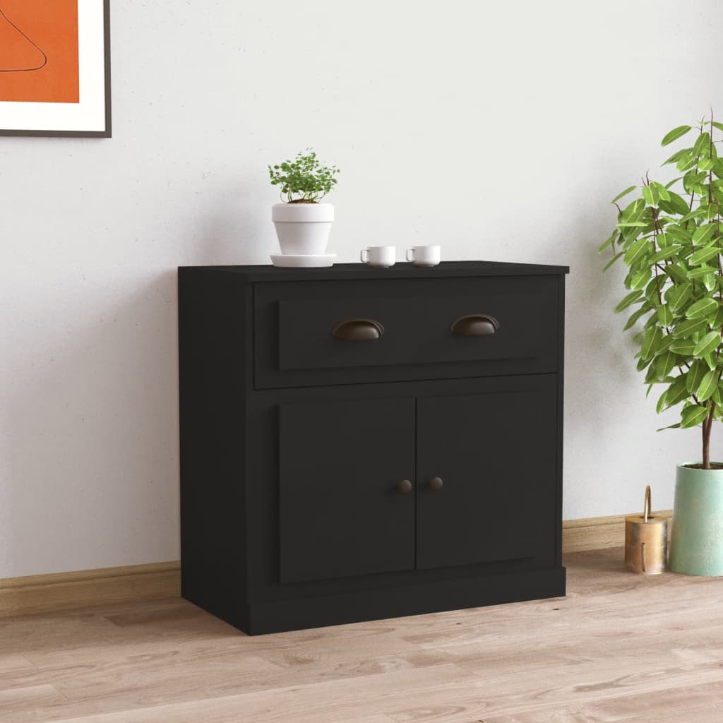 Servantă, negru, 70x35,5x67,5 cm, lemn prelucrat - Lando