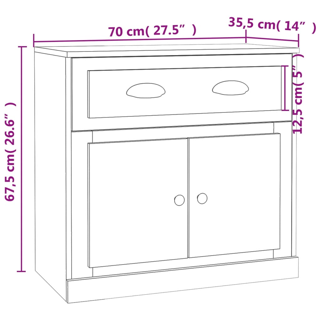 Servantă, stejar sonoma, 70x35,5x67,5 cm, lemn prelucrat Lando - Lando