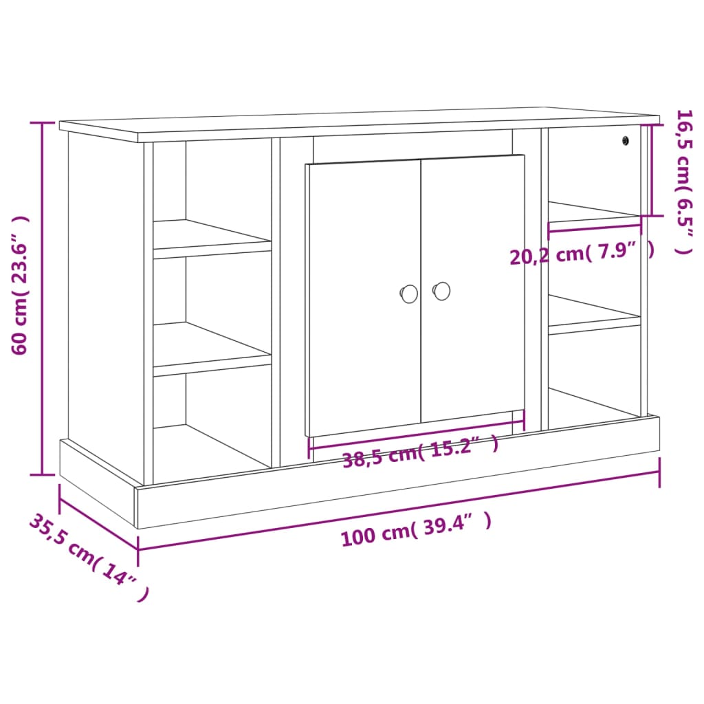 Servantă, gri beton, 100x35,5x60 cm, lemn prelucrat Lando - Lando