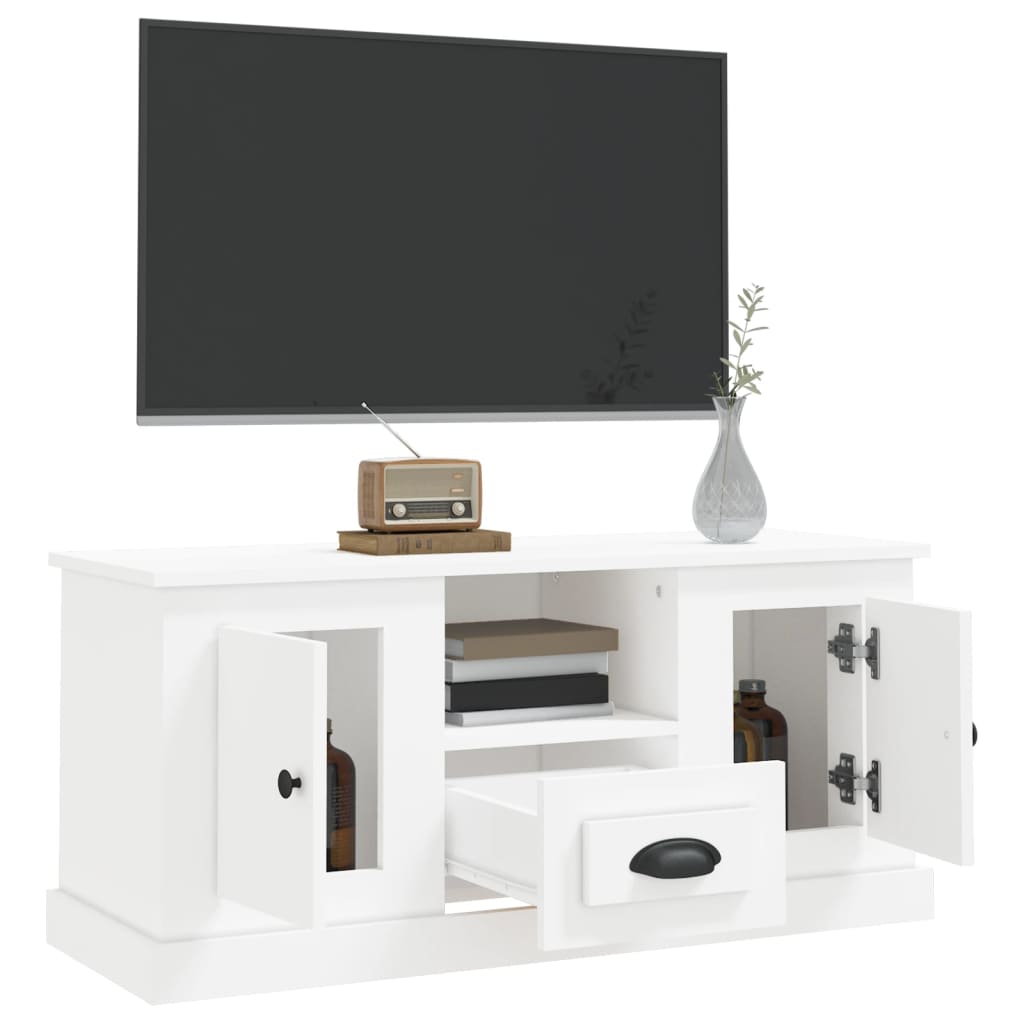 Comodă TV, alb, 100x35,5x45 cm, lemn prelucrat Lando - Lando