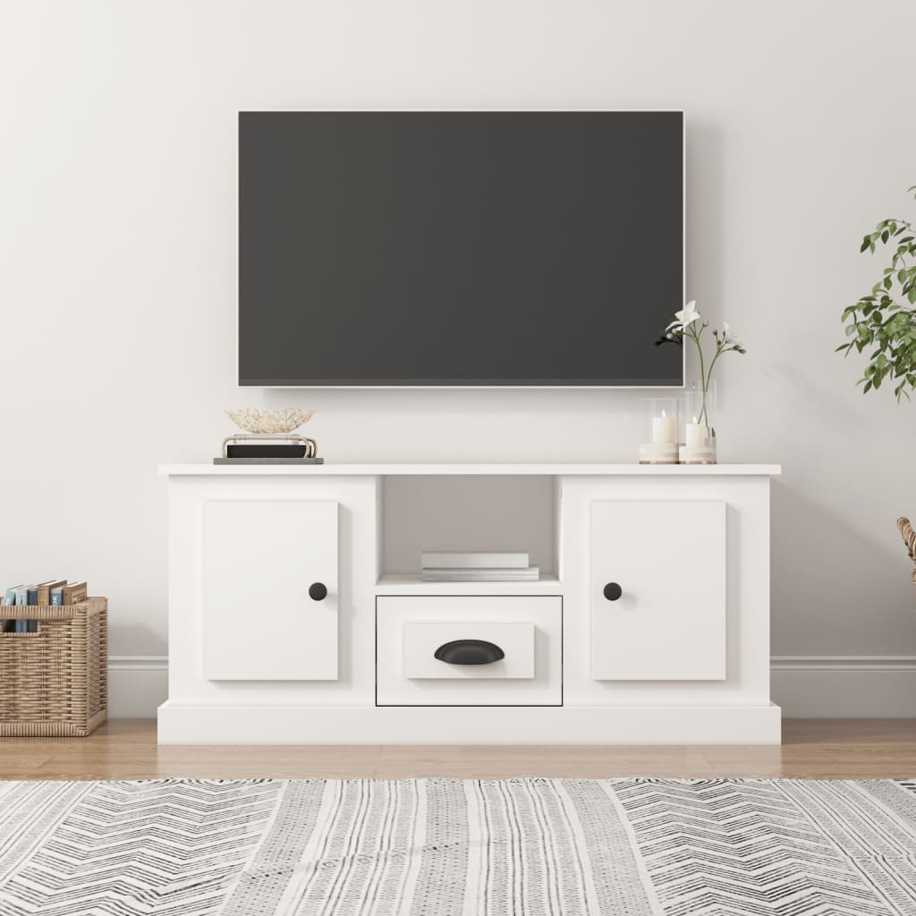 Comodă TV, alb, 100x35,5x45 cm, lemn prelucrat Lando - Lando