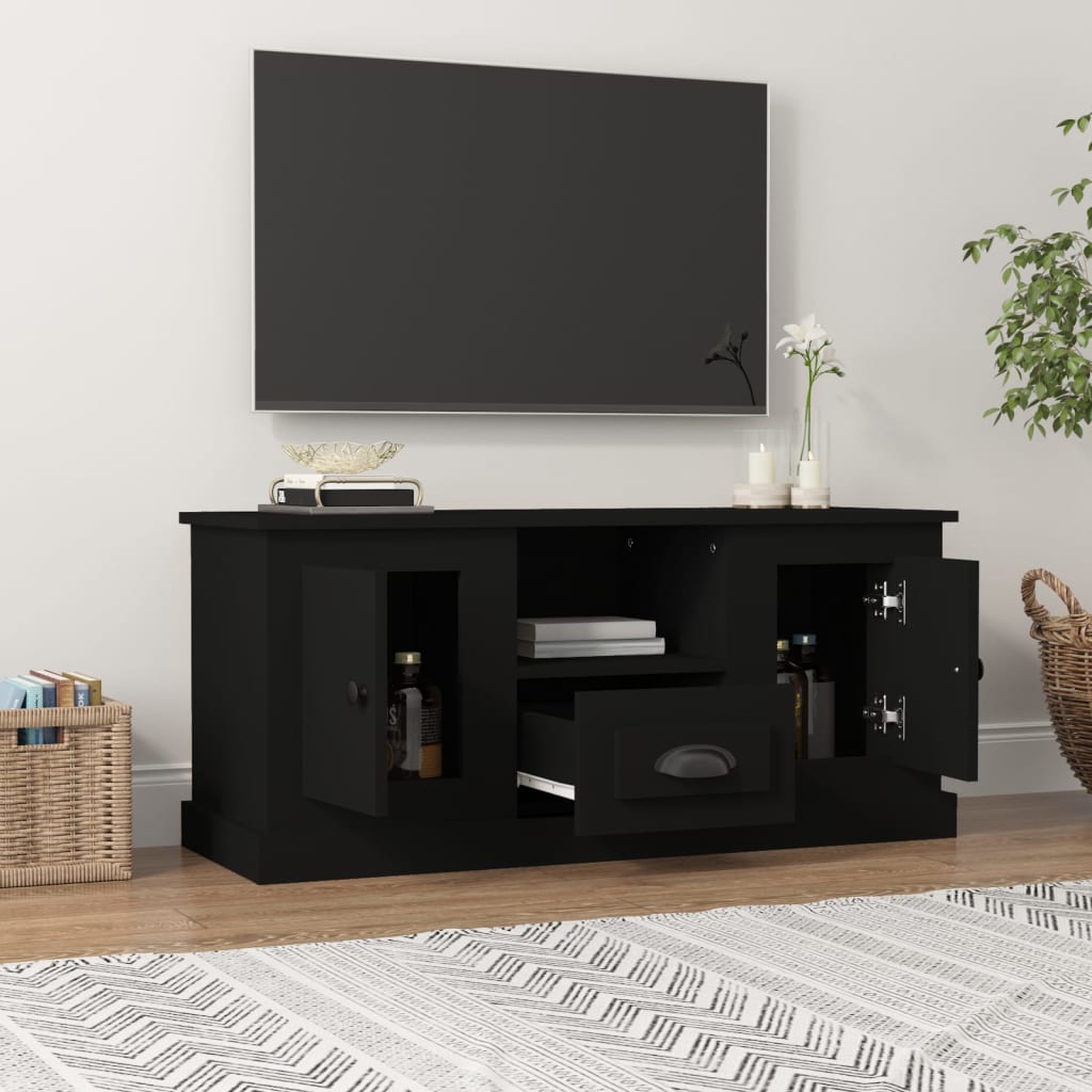 Comodă TV, negru, 100x35,5x45 cm, lemn prelucrat Lando - Lando