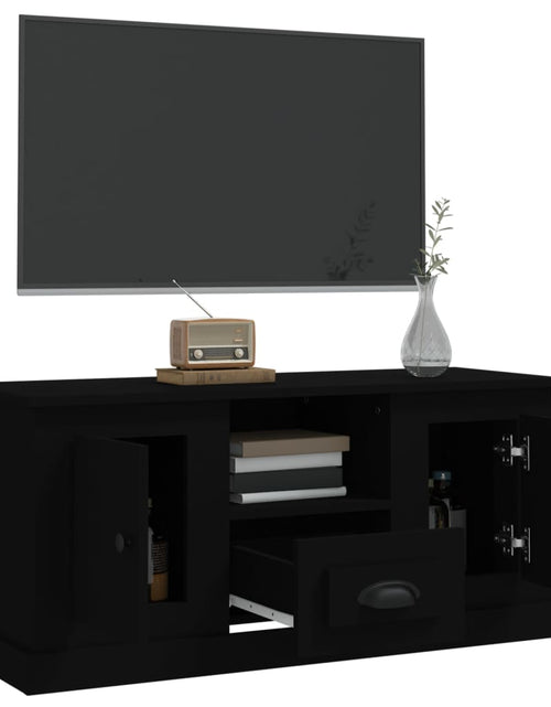 Încărcați imaginea în vizualizatorul Galerie, Comodă TV, negru, 100x35,5x45 cm, lemn prelucrat Lando - Lando
