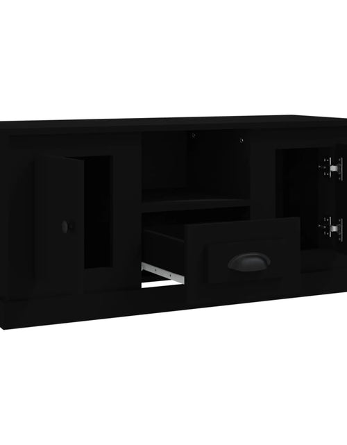 Încărcați imaginea în vizualizatorul Galerie, Comodă TV, negru, 100x35,5x45 cm, lemn prelucrat Lando - Lando
