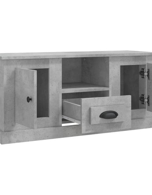 Încărcați imaginea în vizualizatorul Galerie, Comodă TV, gri beton, 100x35,5x45 cm, lemn prelucrat Lando - Lando
