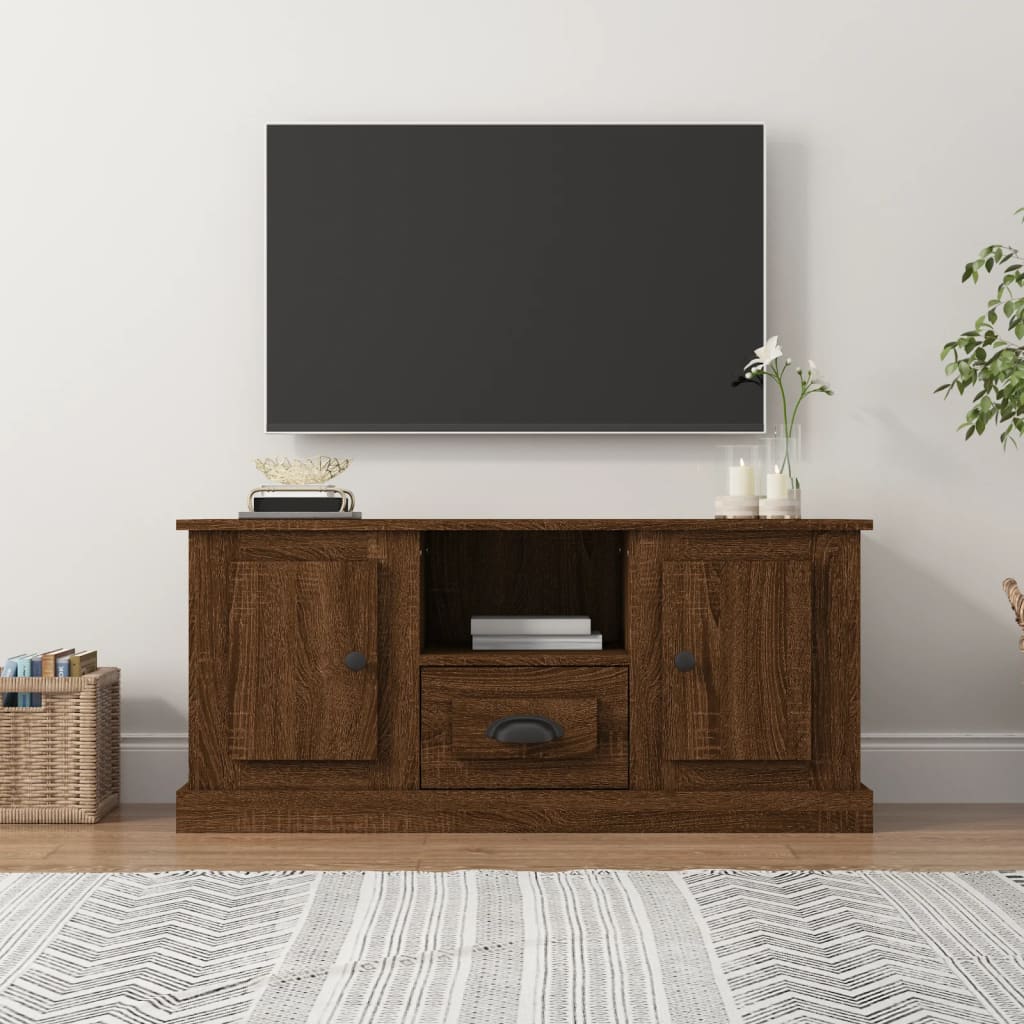 Comodă TV, stejar maro, 100x35,5x45 cm, lemn prelucrat Lando - Lando