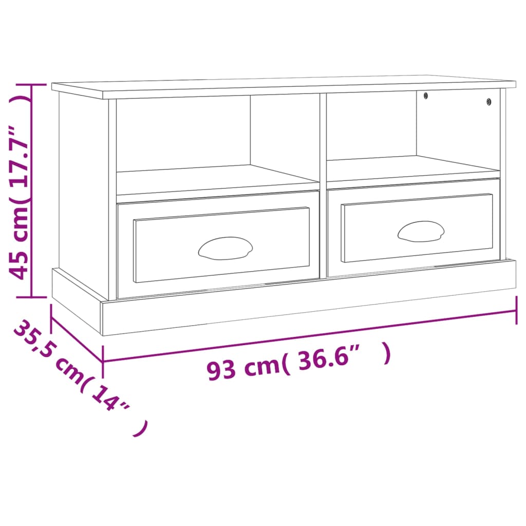 Comodă TV, gri sonoma, 93x35,5x45 cm, lemn prelucrat Lando - Lando