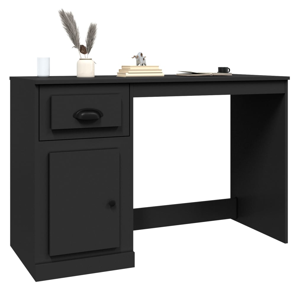 Birou cu sertar, negru, 115x50x75 cm, lemn prelucrat - Lando