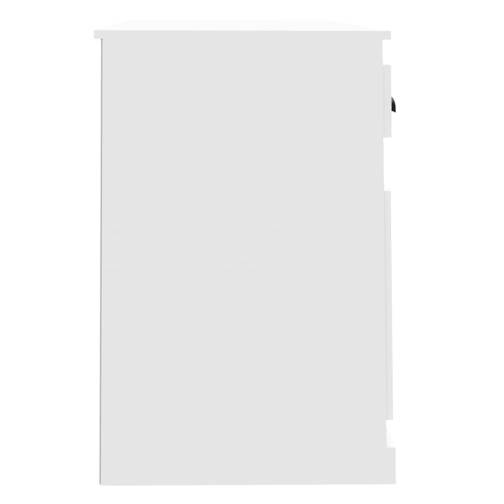Birou cu sertar, alb extralucios, 115x50x75 cm, lemn prelucrat - Lando