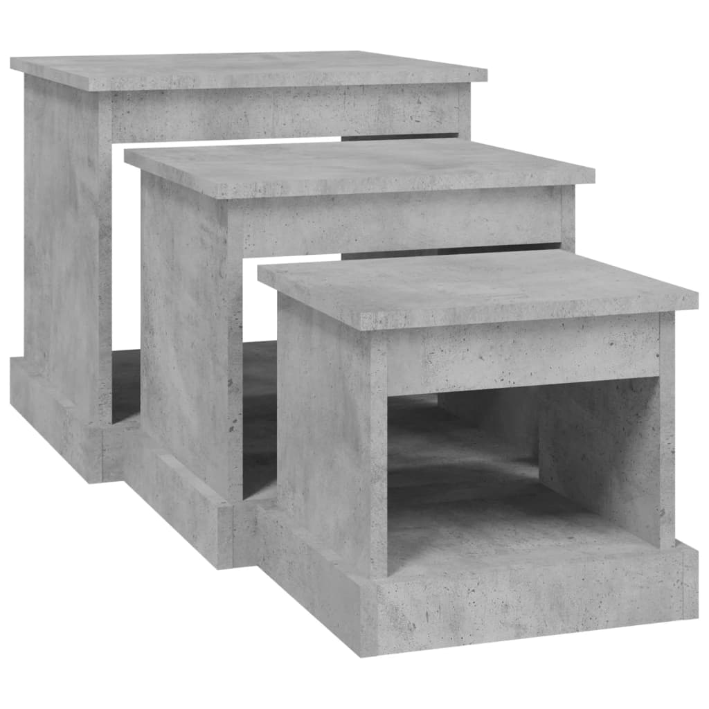 Mese suprapuse, 3 buc., gri beton, lemn prelucrat Lando - Lando