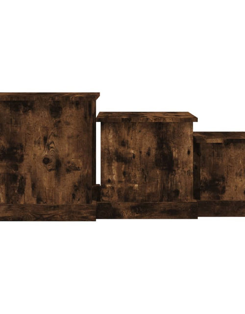 Încărcați imaginea în vizualizatorul Galerie, Măsuțe laterale, 3 buc., stejar afumat, lemn prelucrat Lando - Lando
