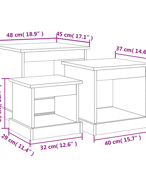 Încărcați imaginea în vizualizatorul Galerie, Măsuțe stivuibile, 3 buc., stejar maro, lemn prelucrat Lando - Lando

