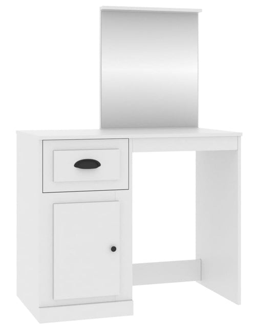 Загрузите изображение в средство просмотра галереи, Masă de toaletă cu oglindă, alb, 90x50x132,5 cm, lemn prelucrat - Lando
