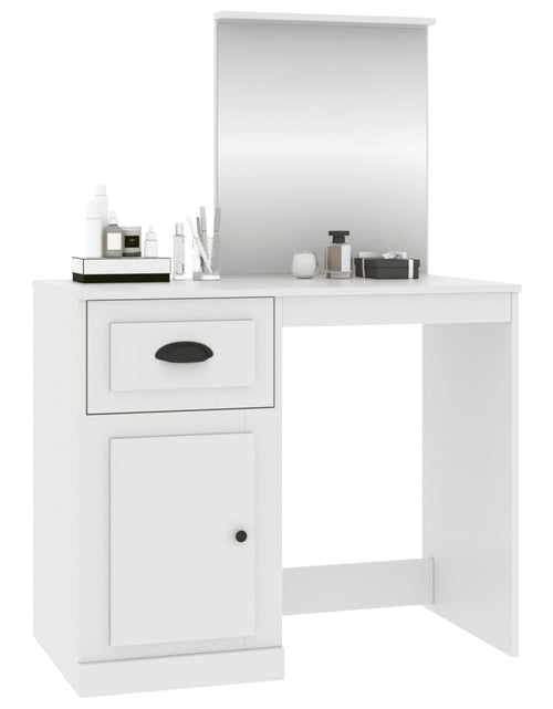 Încărcați imaginea în vizualizatorul Galerie, Masă de toaletă cu oglindă, alb, 90x50x132,5 cm, lemn prelucrat - Lando
