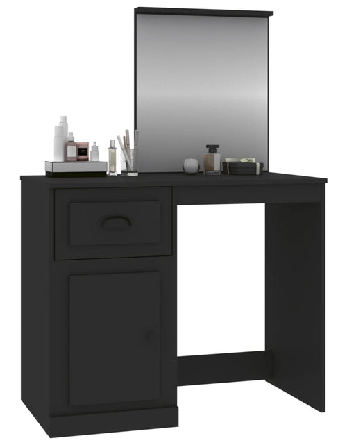 Încărcați imaginea în vizualizatorul Galerie, Masă de toaletă cu oglindă, negru 90x50x132,5 cm lemn prelucrat - Lando

