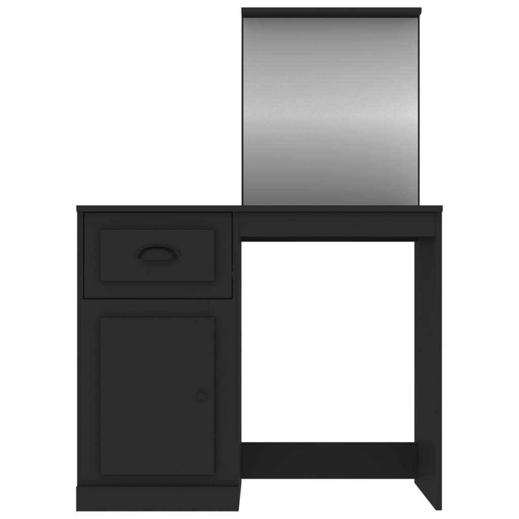 Masă de toaletă cu oglindă, negru 90x50x132,5 cm lemn prelucrat - Lando