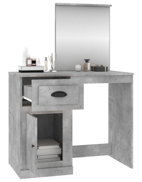 Загрузите изображение в средство просмотра галереи, Masă de toaletă cu oglindă, gri beton, 90x50x132,5 cm, lemn - Lando
