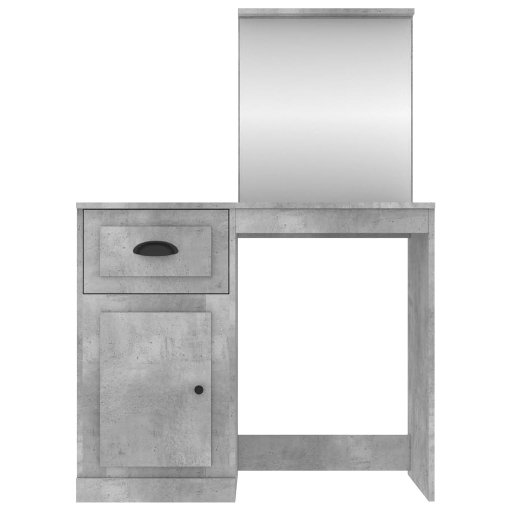 Masă de toaletă cu oglindă, gri beton, 90x50x132,5 cm, lemn - Lando