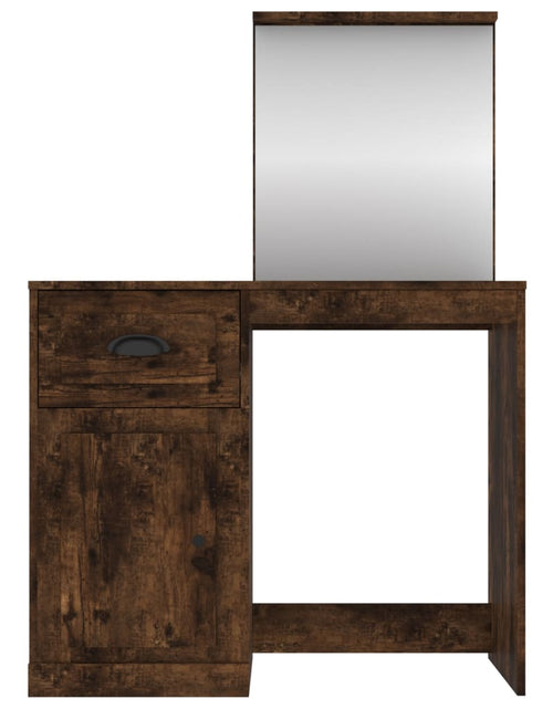 Загрузите изображение в средство просмотра галереи, Masă de toaletă cu oglindă, stejar fumuriu 90x50x132,5 cm lemn - Lando
