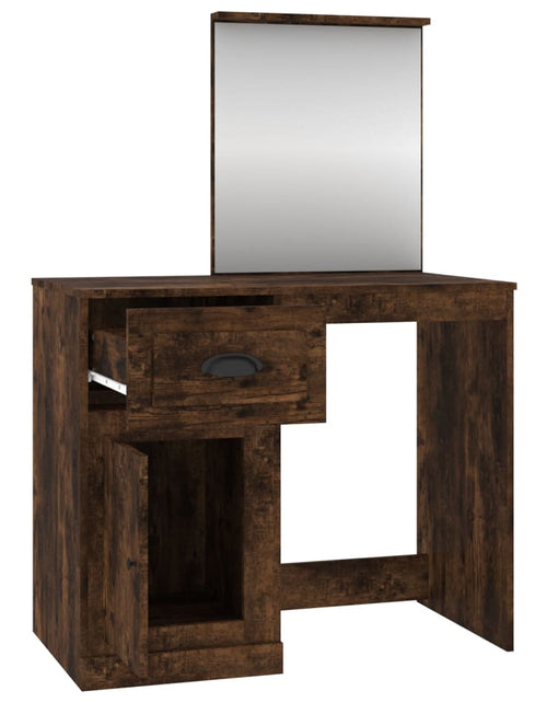 Încărcați imaginea în vizualizatorul Galerie, Masă de toaletă cu oglindă, stejar fumuriu 90x50x132,5 cm lemn - Lando
