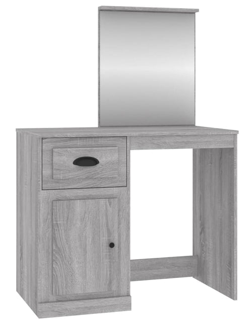 Încărcați imaginea în vizualizatorul Galerie, Masă de toaletă cu oglindă, gri sonoma 90x50x132,5 cm lemn - Lando
