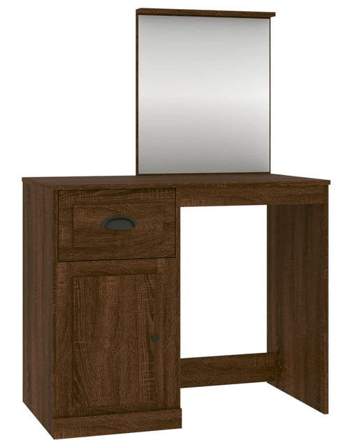 Încărcați imaginea în vizualizatorul Galerie, Masă de toaletă cu oglindă, stejar maro 90x50x132,5 cm lemn - Lando

