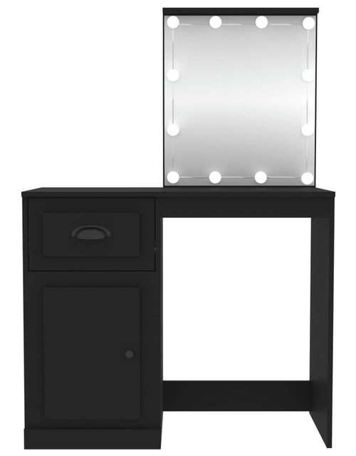 Încărcați imaginea în vizualizatorul Galerie, Masă de toaletă cu LED, negru, 90x50x132,5 cm, lemn prelucrat - Lando
