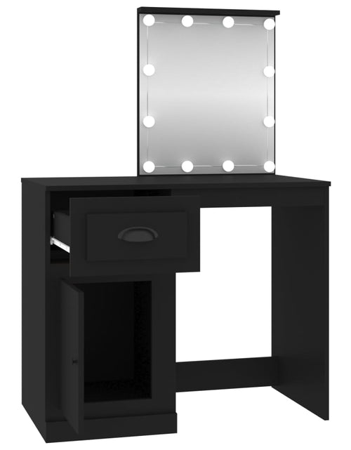 Загрузите изображение в средство просмотра галереи, Masă de toaletă cu LED, negru, 90x50x132,5 cm, lemn prelucrat - Lando
